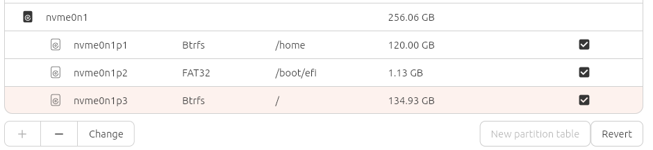 nvme0n1 drive with the three partitions.